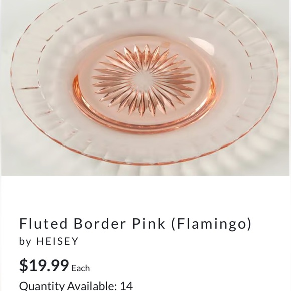 6 Vintage Heisey Ridge and Star Orchard Pink Depression Glass 7.5" Salad Plate - Picture 3 of 7